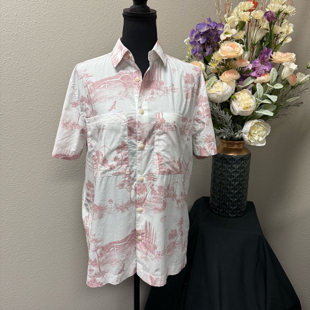 Ted Baker London Pink Toile Print Button Shirt Sz 2